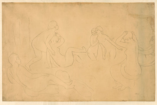 Bathers in a Forest: Pierre Auguste Renoir,16x12"(A3) Poster