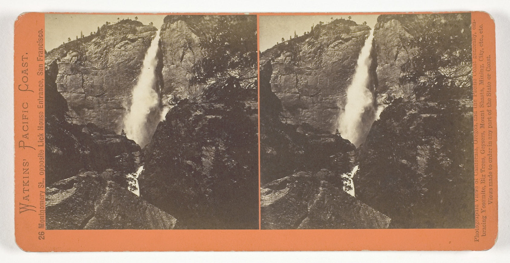 Yosemite Falls, 2630 ft.: Carleton Watkins,16x12"(A3) Poster