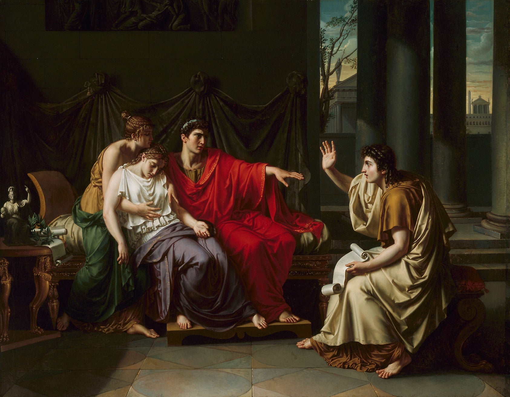 Virgil Reading the "Aeneid" to Augustus, Octavia, and Livia: Jean Baptiste Joseph Wicar,16x12"(A3) Poster