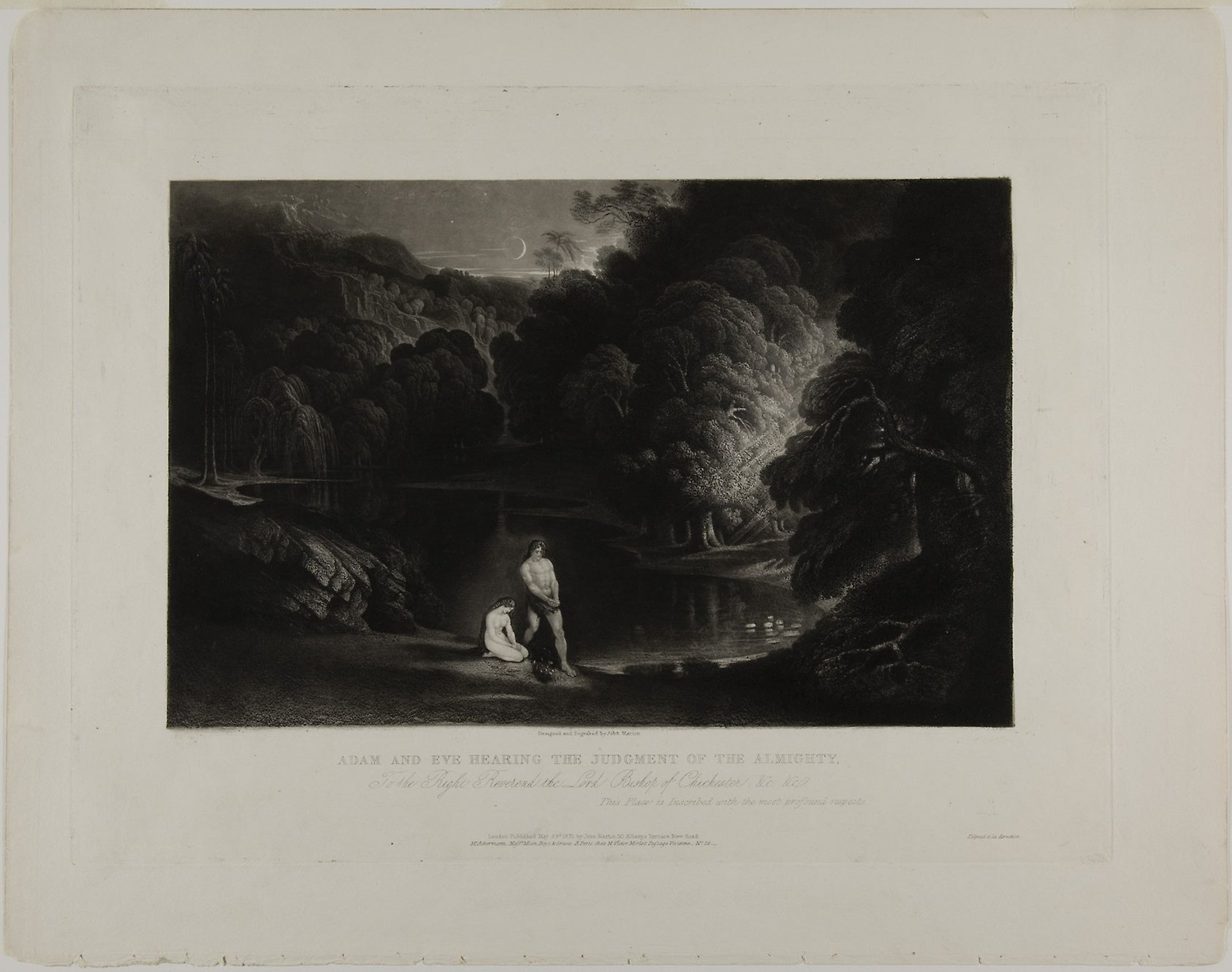 Adam and Eve Hearing the Judgement of the Almighty, from Illustrations of the Bible: John Martin,16x12"(A3) Poster