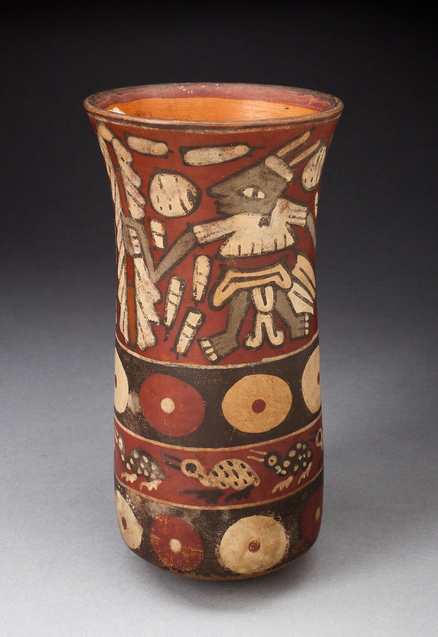 Beaker Depicting Warriors Holding Staffs Surrounded -  Regalia -  Nazca,  Poster Print Wall Art