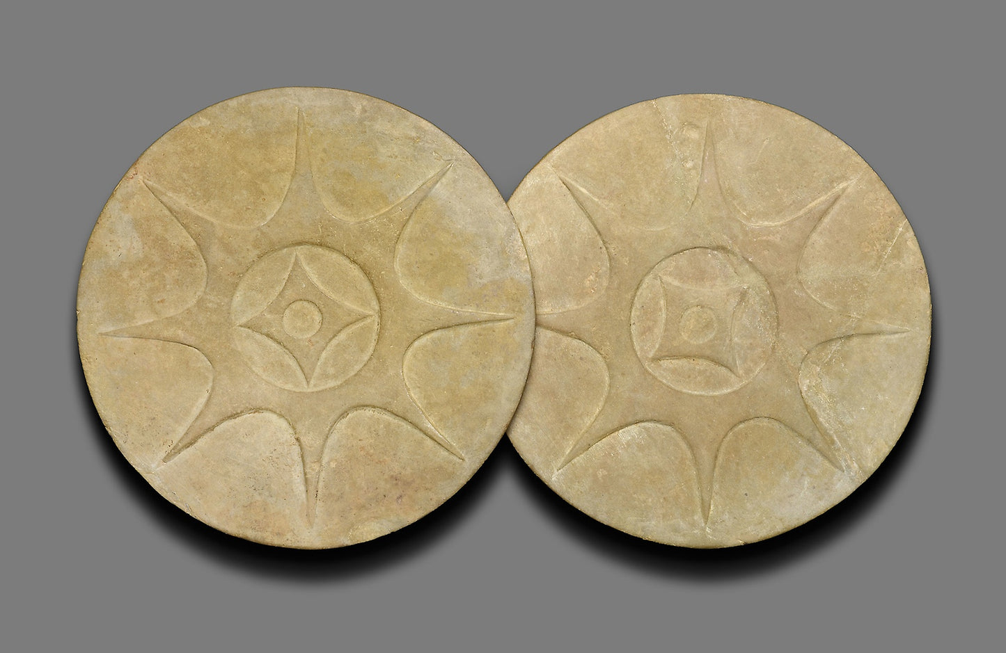 Pair of Earspools with Eight-Pointed Star Motif -  Mississippian,  Poster Print Wall Art