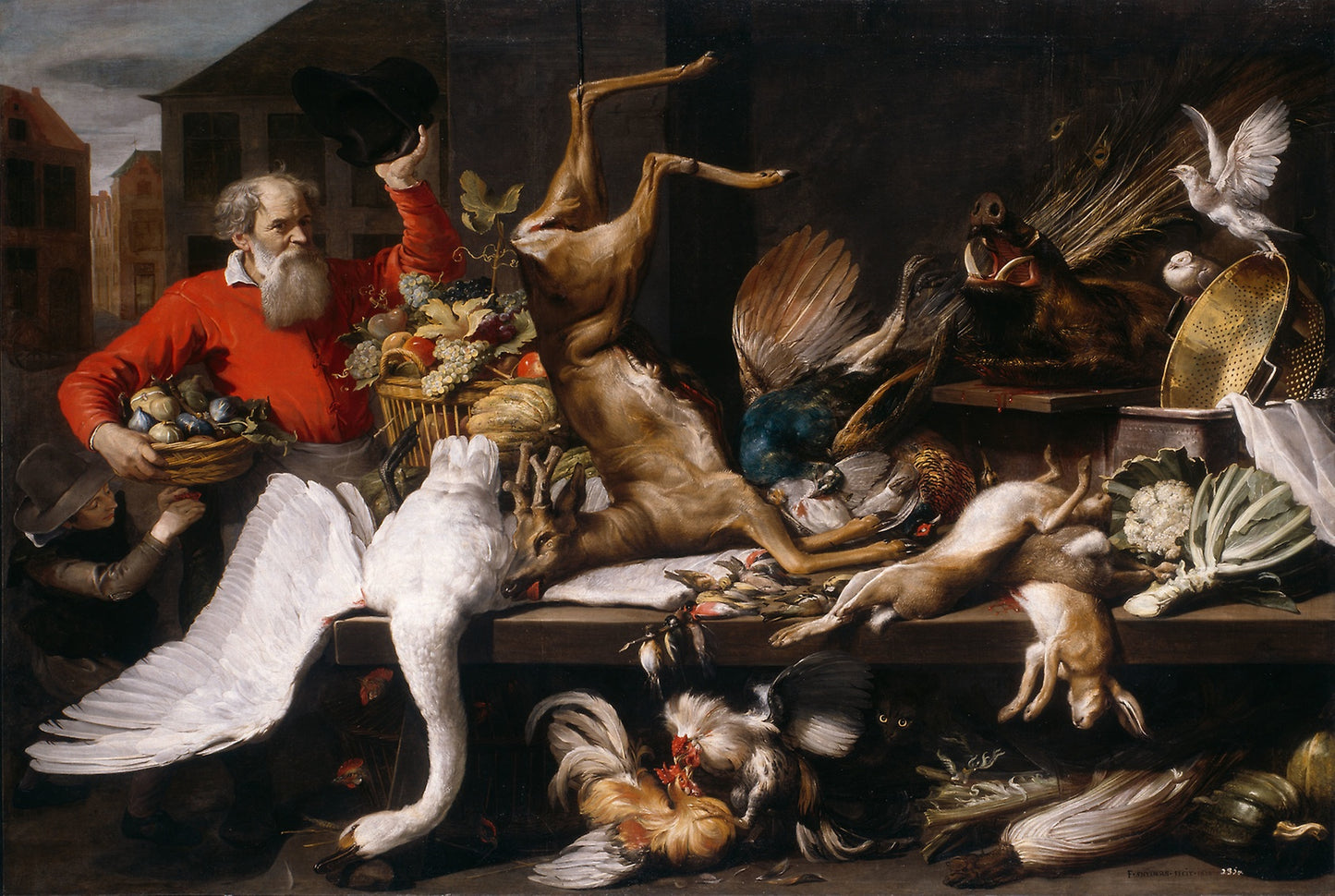 Still Life with Dead Game, Fruits, and Vegetables in a Market: Frans Snyders, Poster Print Wall Art