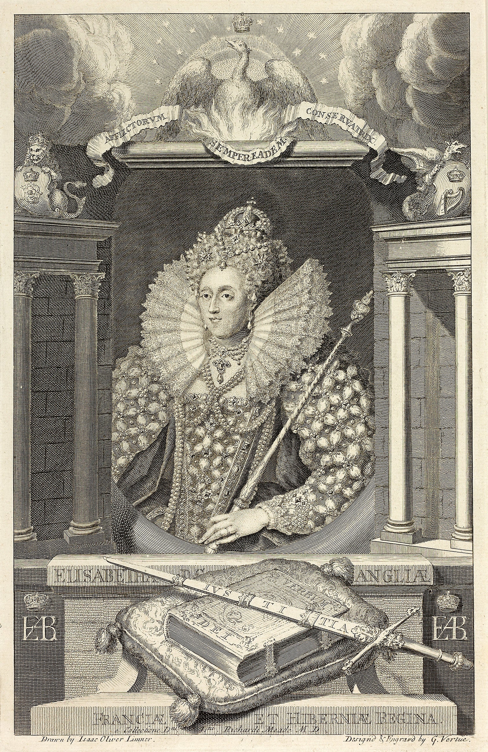 Queen Elizabeth I: George Vertue (English, 1684-1756),16x12"(A3) Poste ...