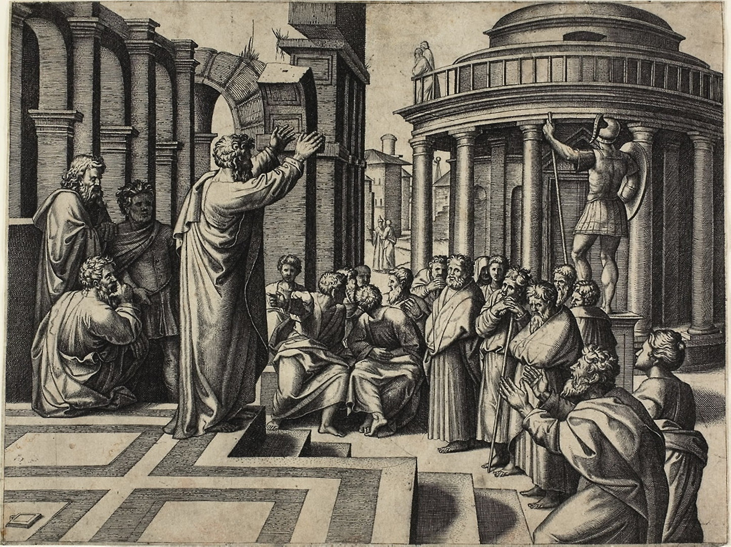 Saint Paul Preaching at Athens -  Marcantonio Raimondi (Italian, c. 1480-1534),  Poster Print Wall Art