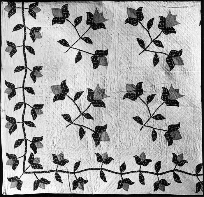 Bedcover (Tulip or Cotton Bolls Quilt): United States,16x12