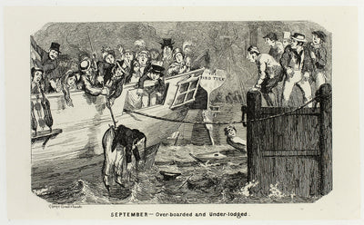 September - Over-Boarded and Under-Lodged from George Cruikshank's Steel Etchings to The Comic Almanacks: 1835-1853: George Cruikshank (English, 1792-1878),16x12"(A3) Poster