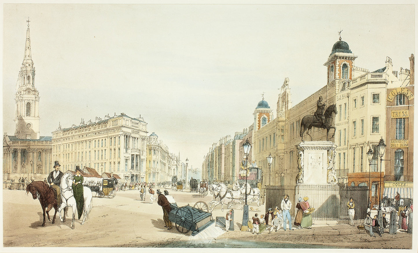 Entry to The Strand from Charing Cross, plate twenty from Original Views of London as It Is -  Thomas Shotter Boys (English, 1803-1874),  Poster Print Wall Art