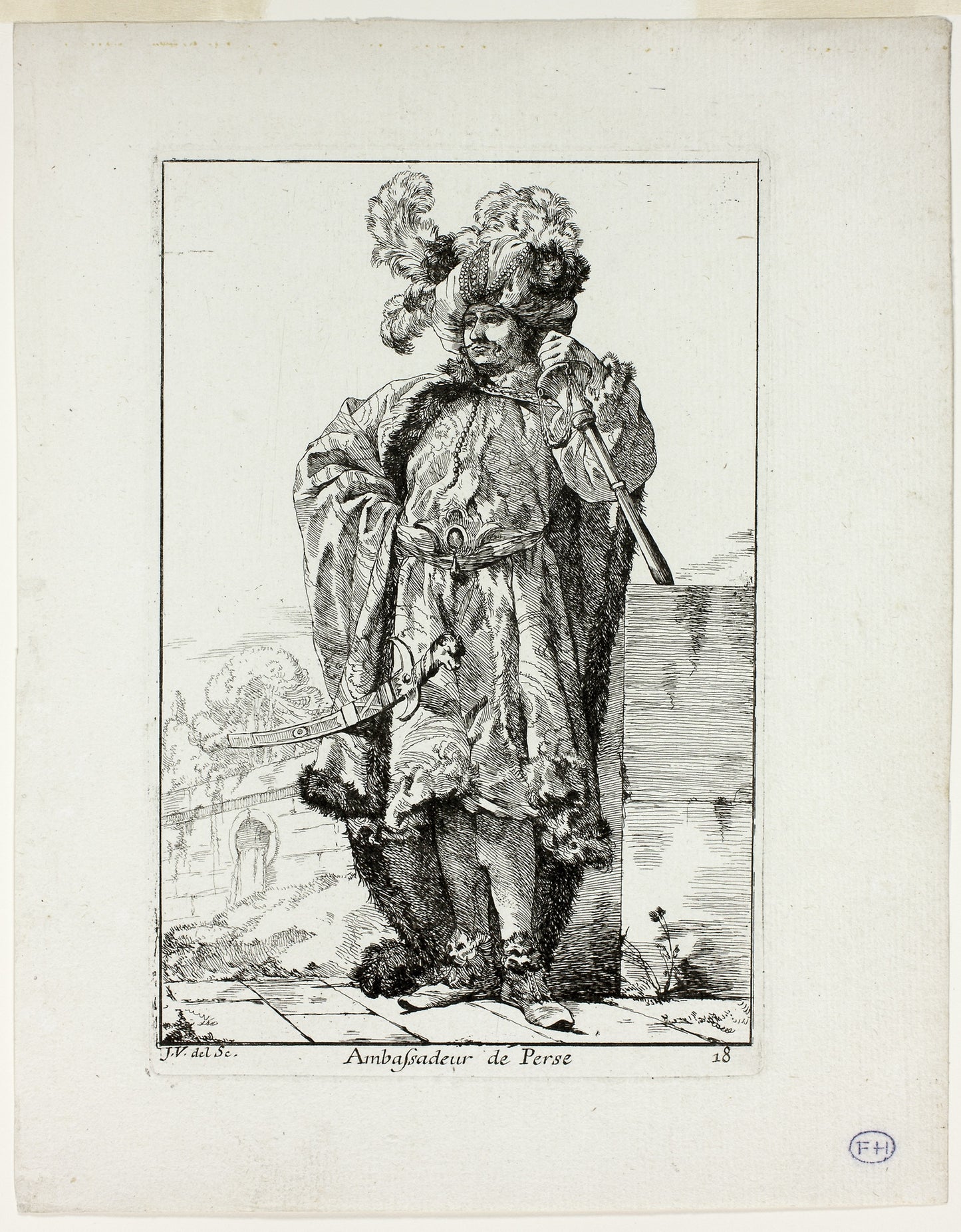 Ambassadeur de la Perse, plate eighteen from Caravanne du Sultan à la Mecque -  Joseph Marie Vien,  Poster Print Wall Art