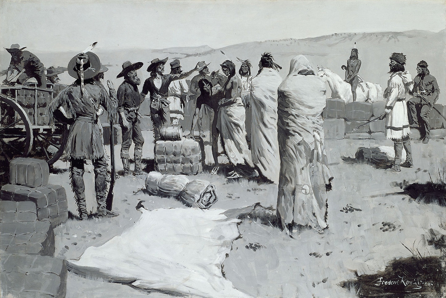 The Interpreter Waved at the Youth -  Frederic Remington,  Poster Print Wall Art