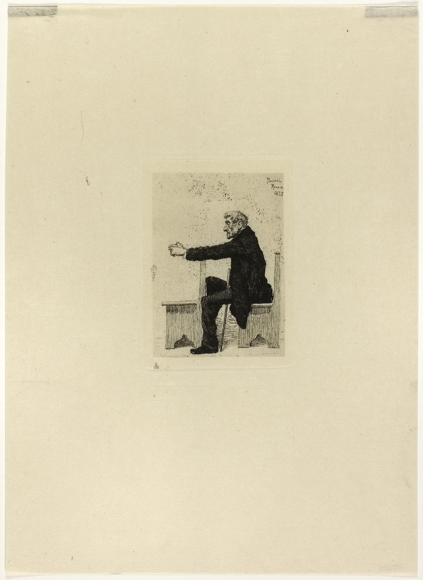 Old man in church -  Antonio Piccinni,  Poster Print Wall Art