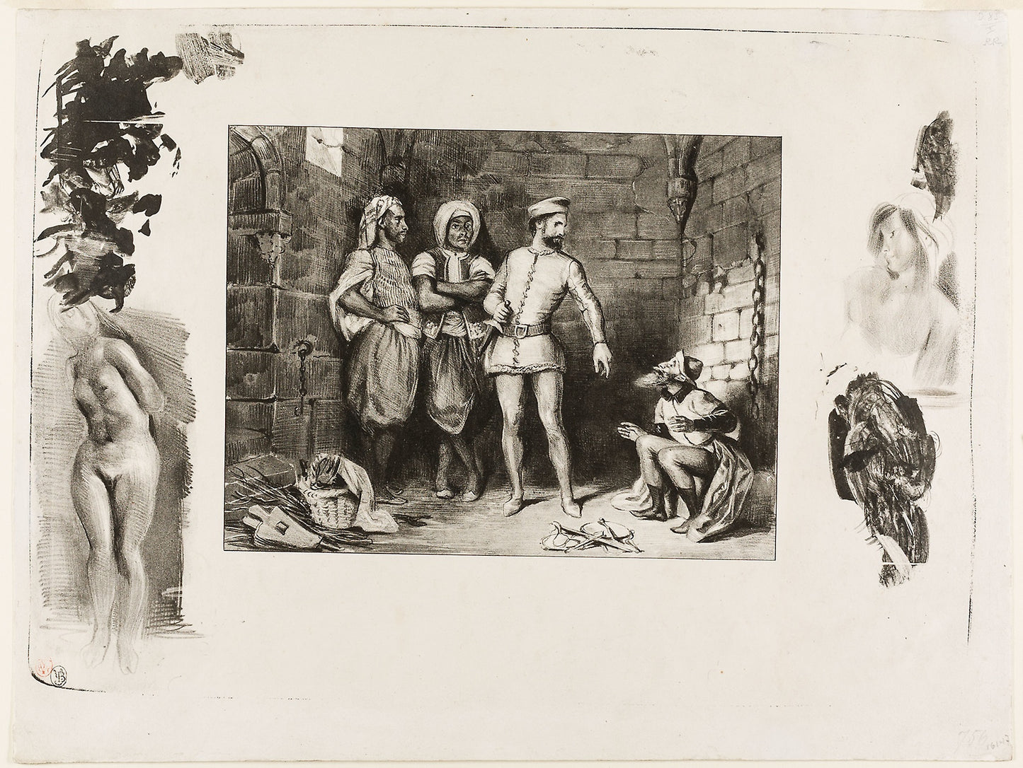 Fronte-boeuf and the Jew, from Ivanhoe -  Eugène Delacroix,  Poster Print Wall Art