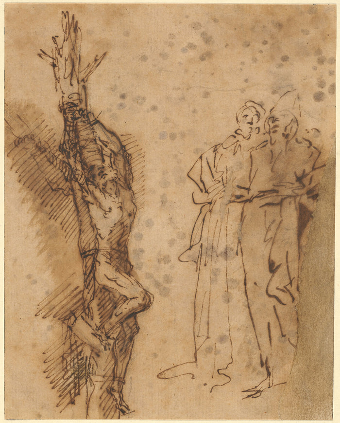 Study for Polycrates’ Crucifixion: Salvator Rosa,16x12