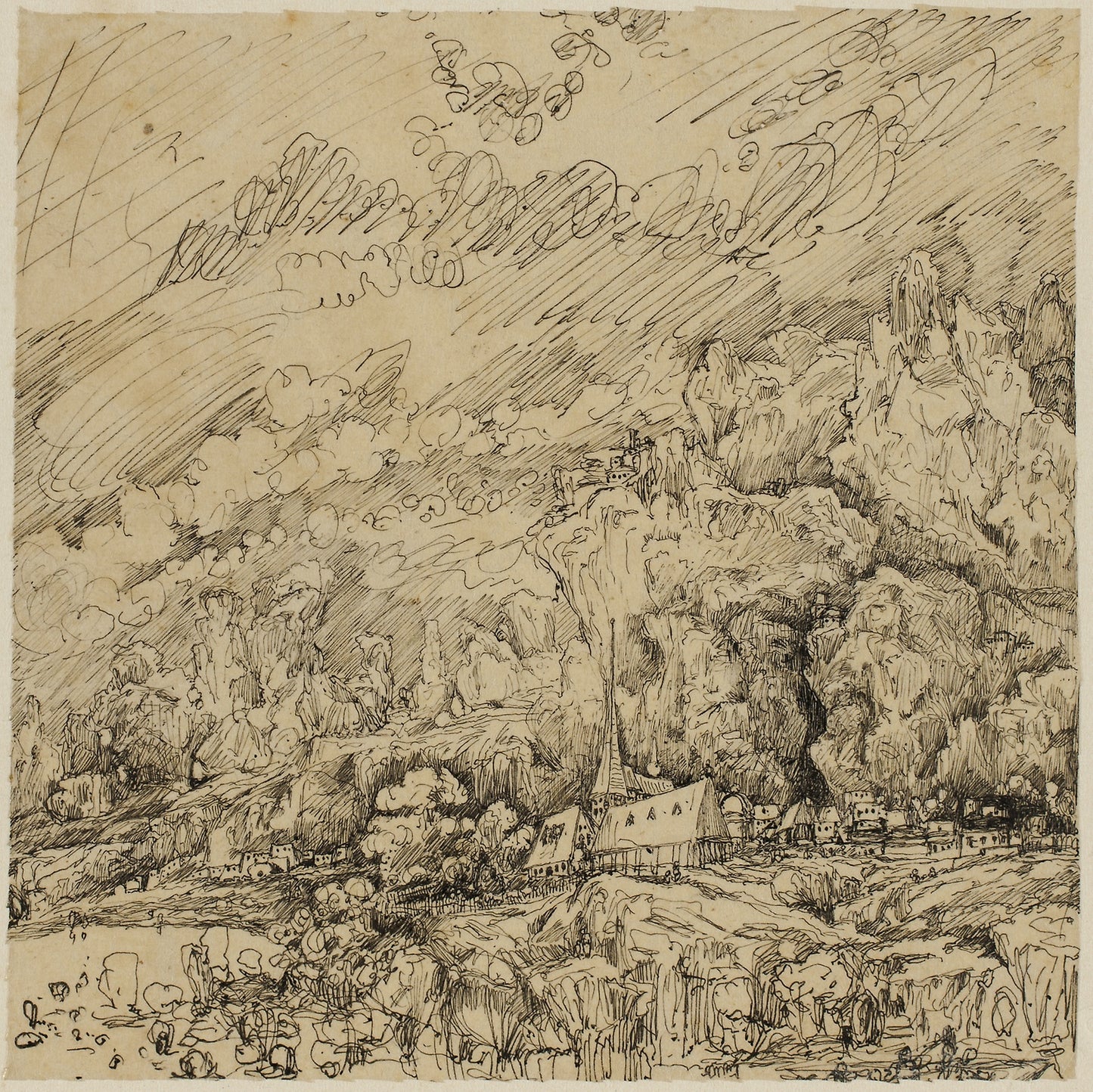 Landscape with an Old Church -  Rodolphe Bresdin,  Poster Print Wall Art