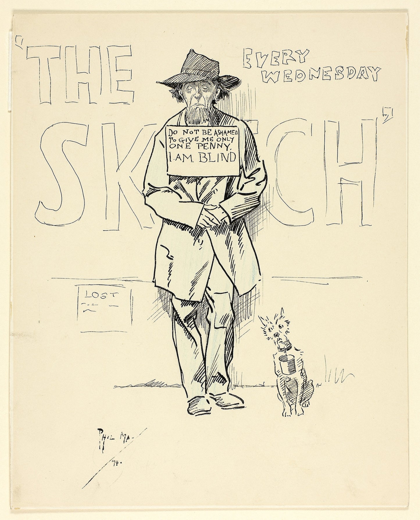 Blind Beggar and Dog -  Philipp William May,  Poster Print Wall Art