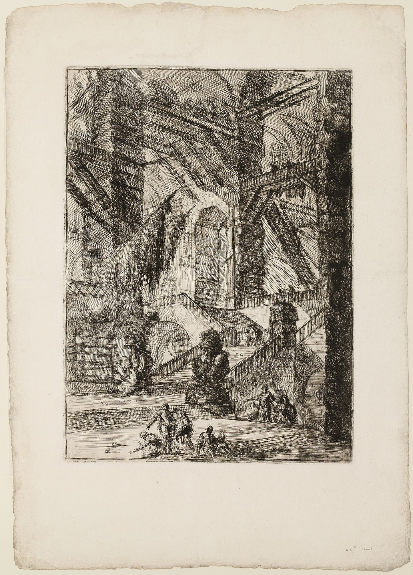 The Staircase with Trophies, plate 8 from Imaginary Prisons -  Giovanni Battista Piranesi,  Poster Print Wall Art