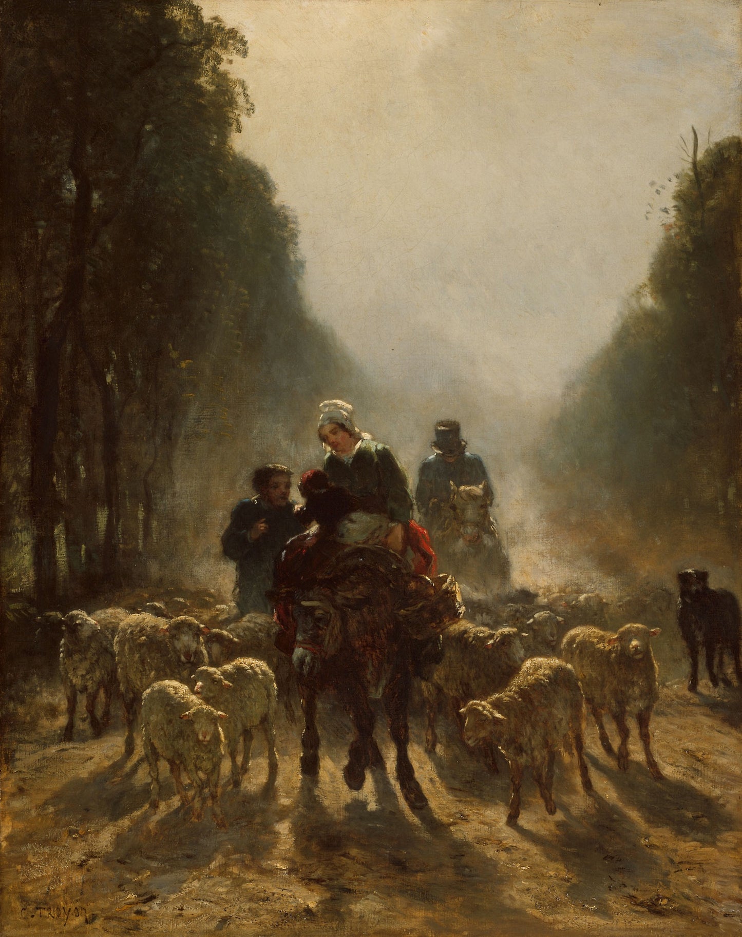 The Road to Market -  Constant Troyon,  Poster Print Wall Art