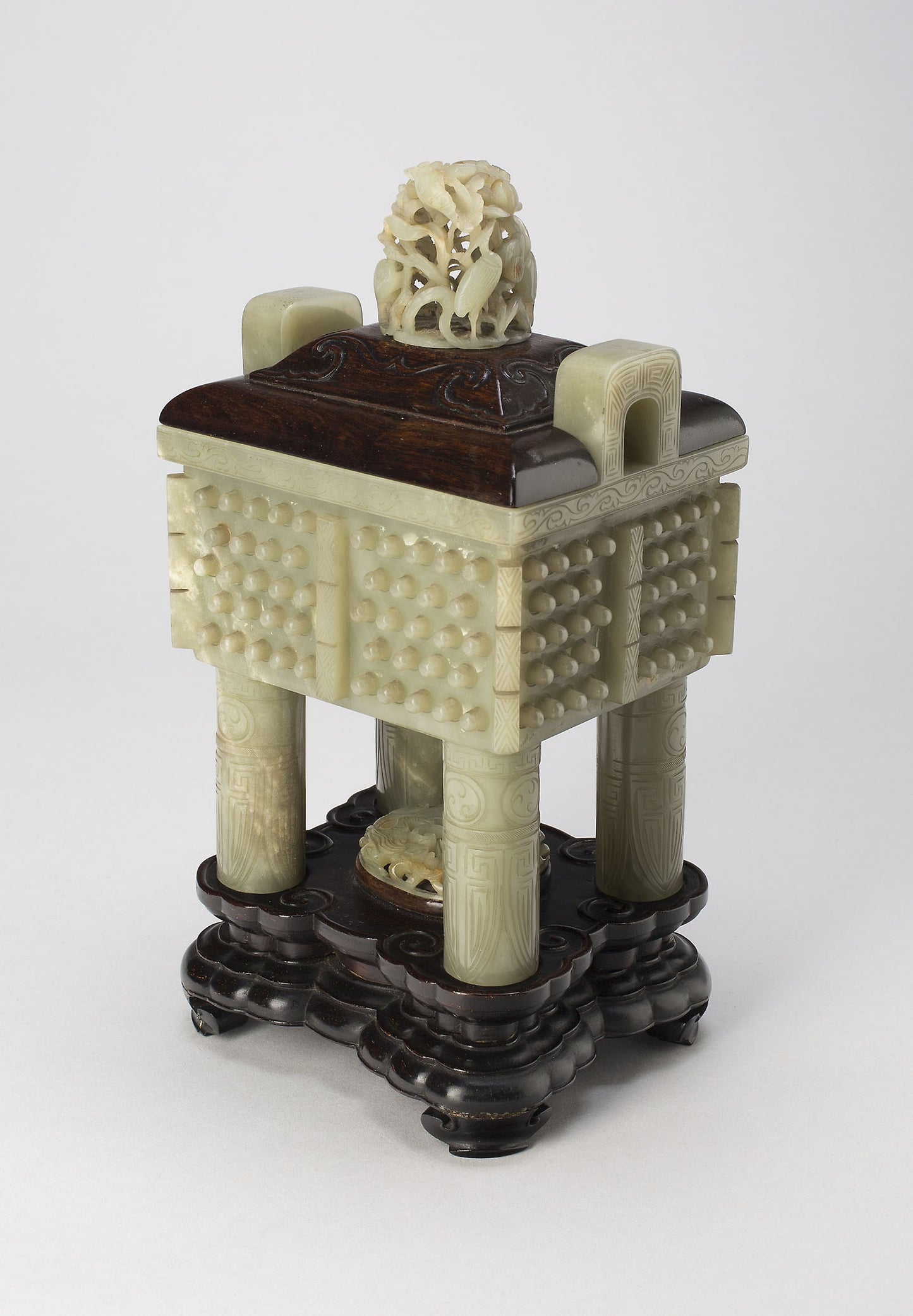 Censer in the Form of an Ancient Bronze Rectangular Cauldron (Fangding) -  China,  Poster Print Wall Art