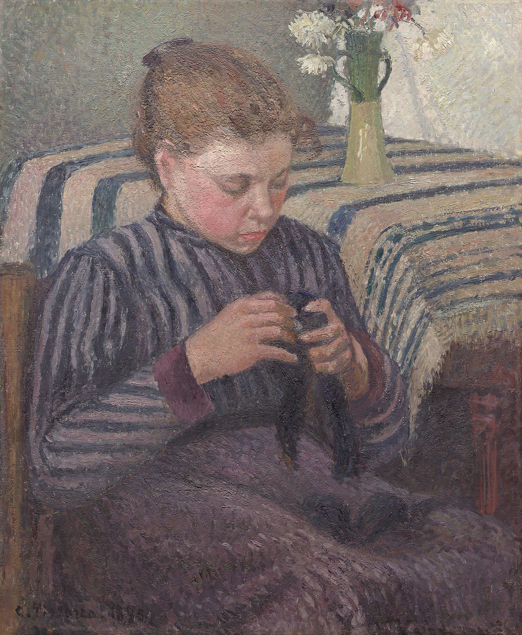 Woman Mending: Camille Pissarro,16x12"(A3) Poster