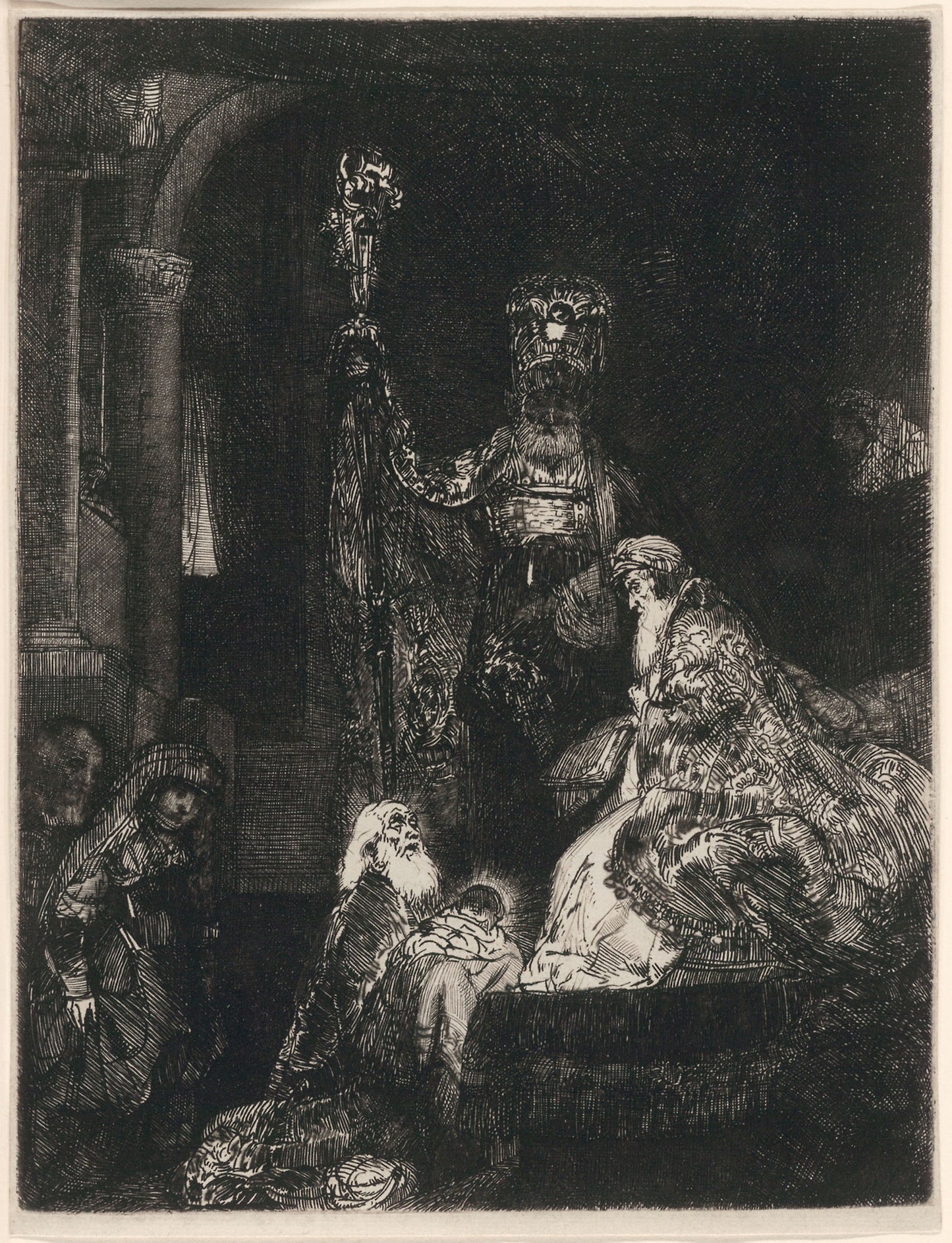 The Presentation in the Temple in the Dark Manner -  Rembrandt van Rijn,  Poster Print Wall Art