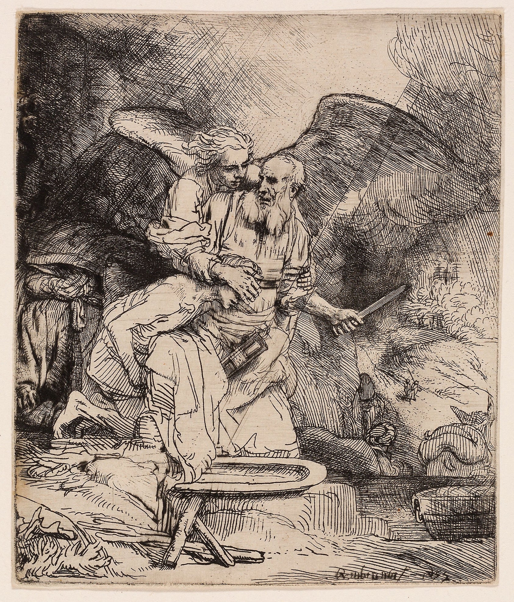 Abraham's Sacrifice: Rembrandt van Rijn,16x12"(A3) Poster