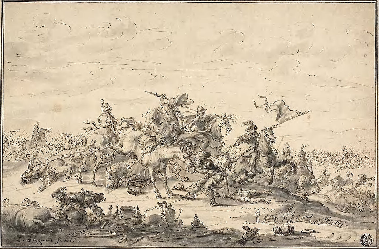 Battle Scene with Horsemen -  Zacharias Blyhooft,  Poster Print Wall Art