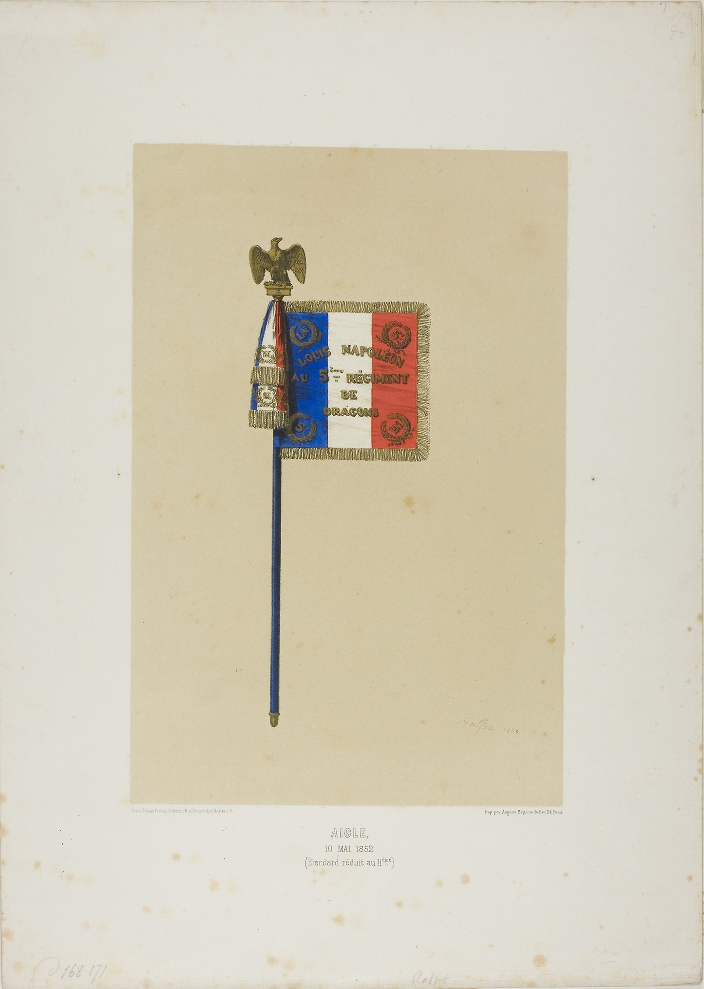 Standard -  Louis Napoleon to the 5th Dragoon Regiment -  Denis Auguste Marie Raffet (French, 1804-1860),  Poster Print Wall Art