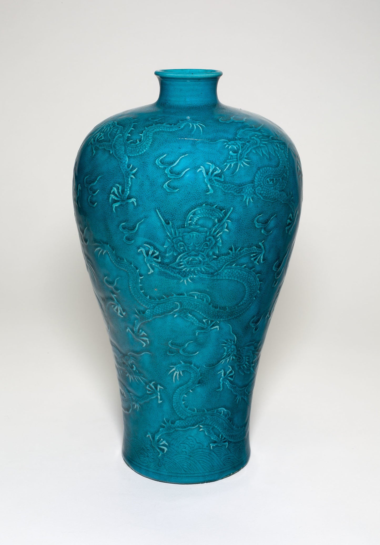 Bottle Vase (Meiping) with Dragons Rising from Waves -  China,  Poster Print Wall Art