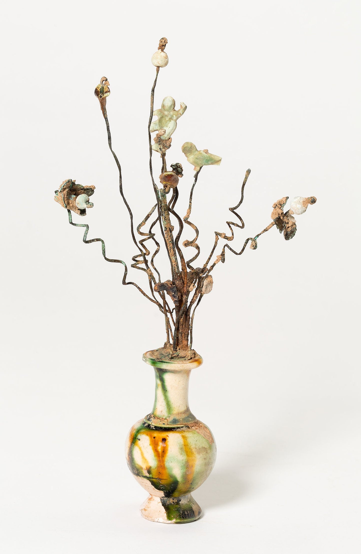 Miniature Vase with Wire Strands and Variegated Materials -  China,  Poster Print Wall Art