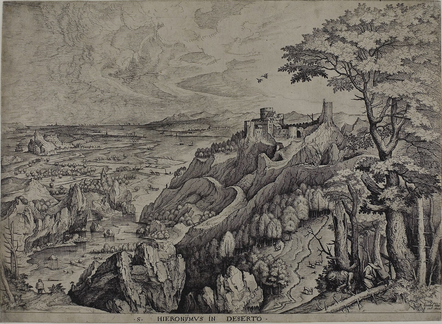 Saint Jerome in the Desert -  Hieronymus Cock (Flemish, c. 1510-1570),  Poster Print Wall Art