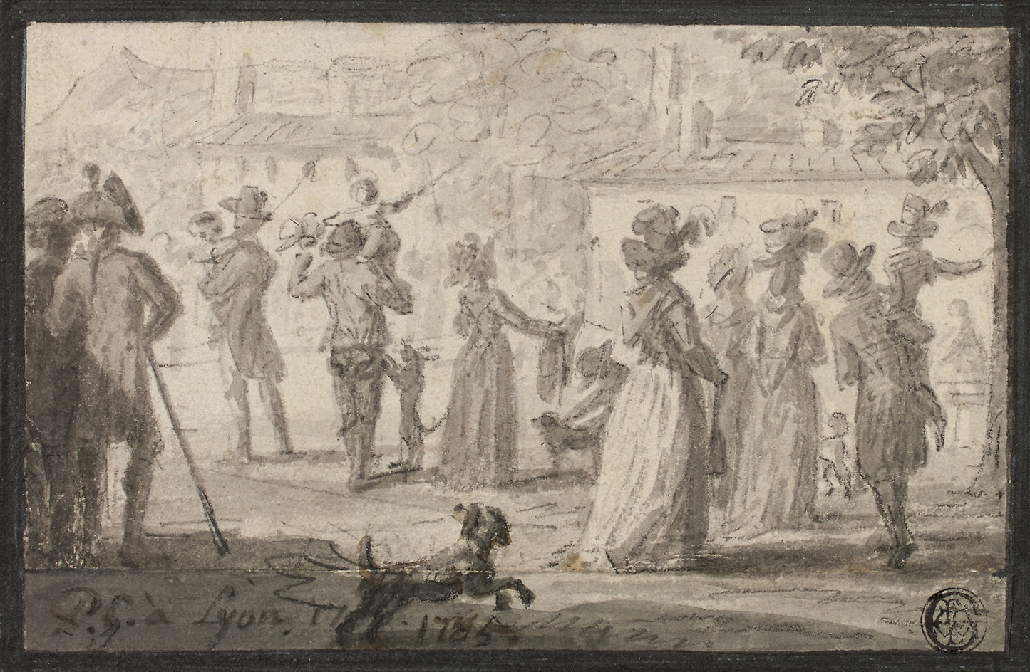 Figures Looking at Outdoor Spectacle -  Paul Grégoire,  Poster Print Wall Art