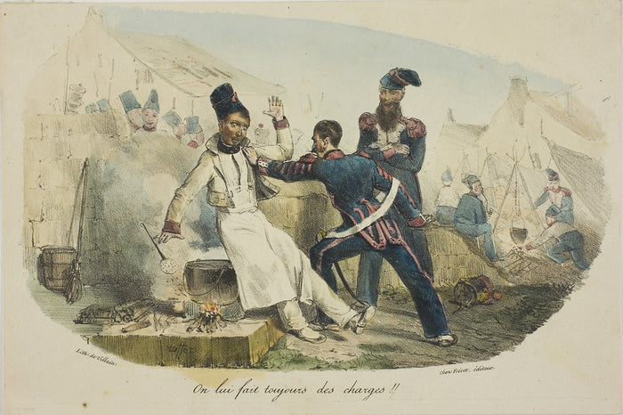 On lui Fait Toujours des Charges!!: Denis Auguste Marie Raffet (French, 1804-1860),16x12
