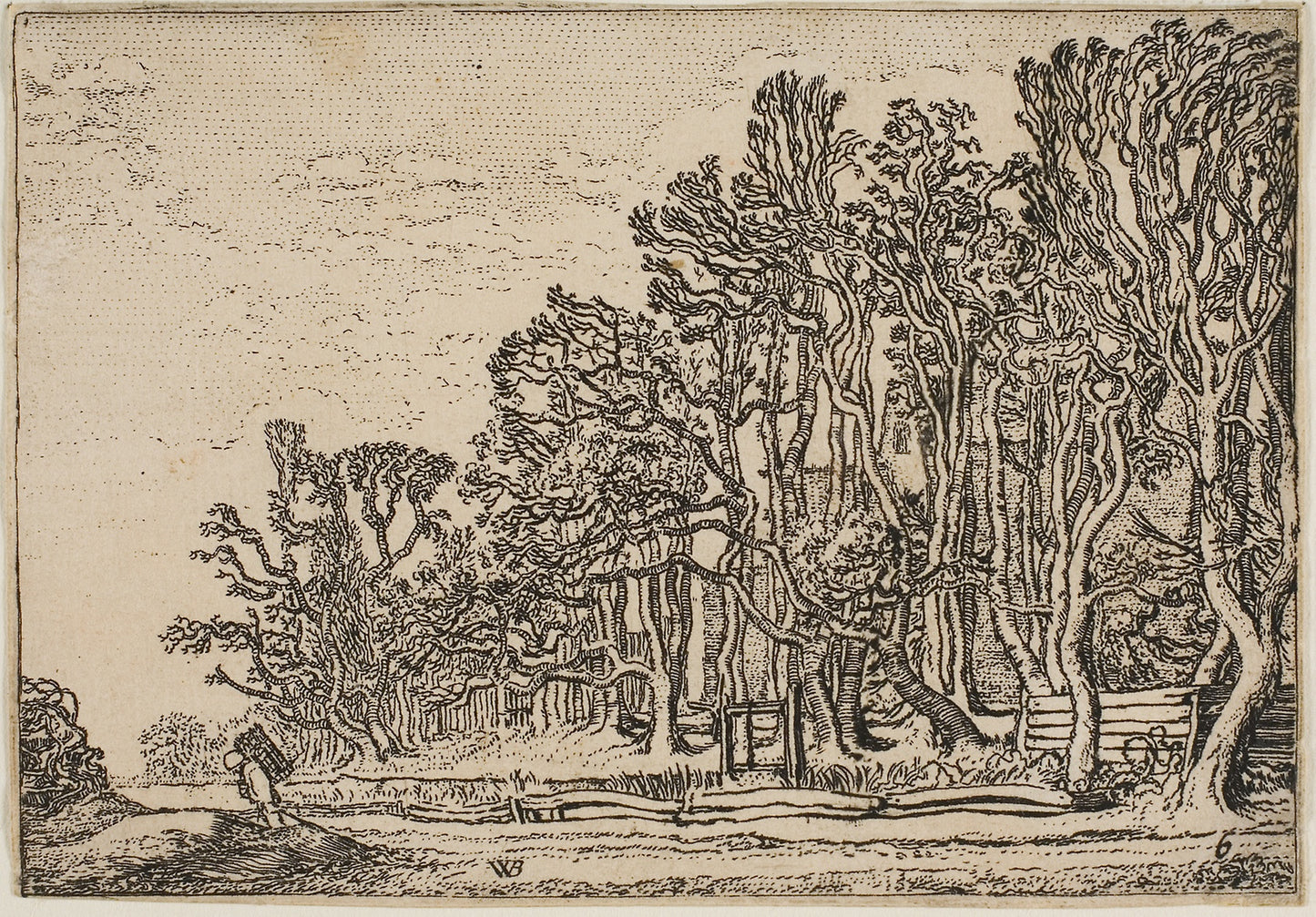 Landscape with Plank-Hedges and Man Bearing Wood -  Willem Buytewech,  Poster Print Wall Art