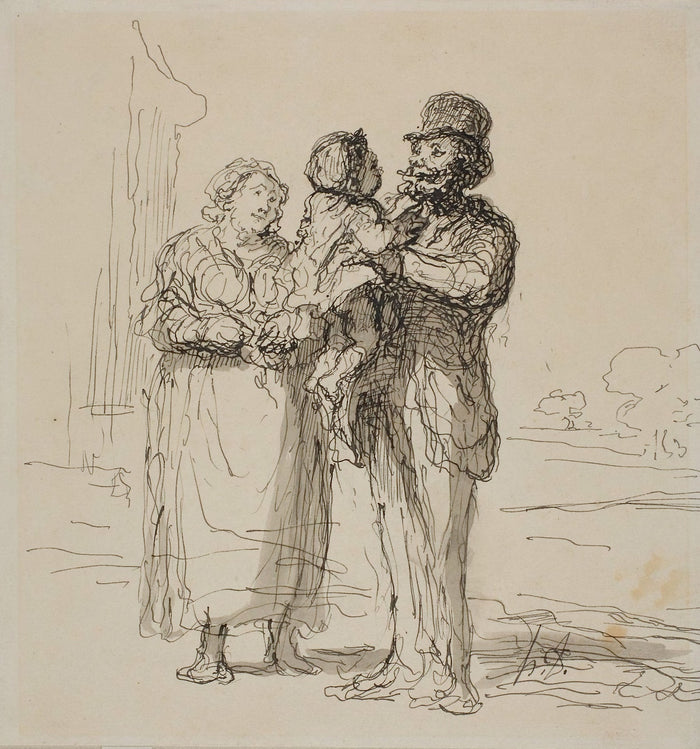 Family Scene: Honoré Victorin Daumier,16x12