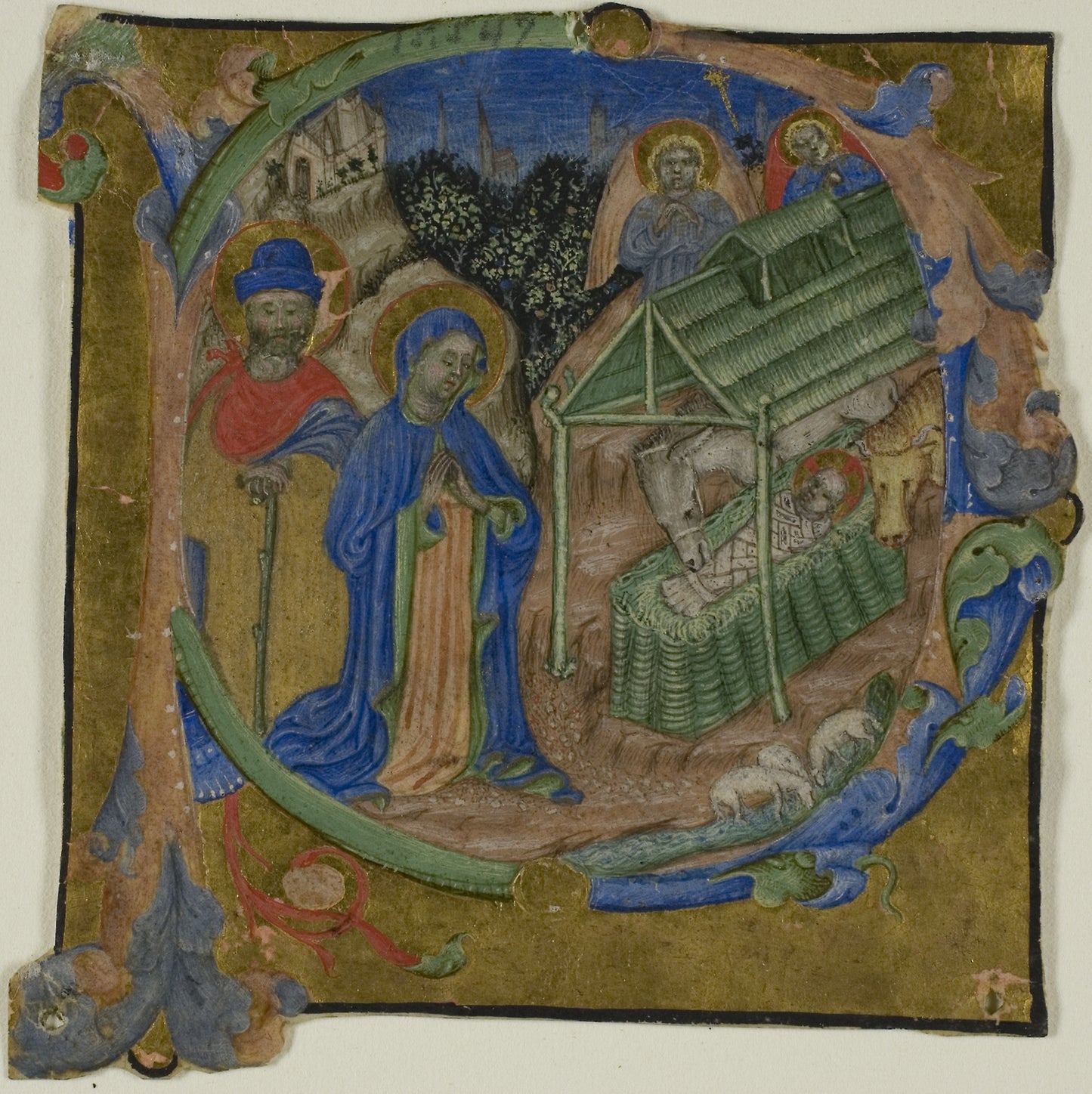 The Nativity in a Historiated Initial "P" from a Choir Book: Italian (Padua), Poster Print Wall Art