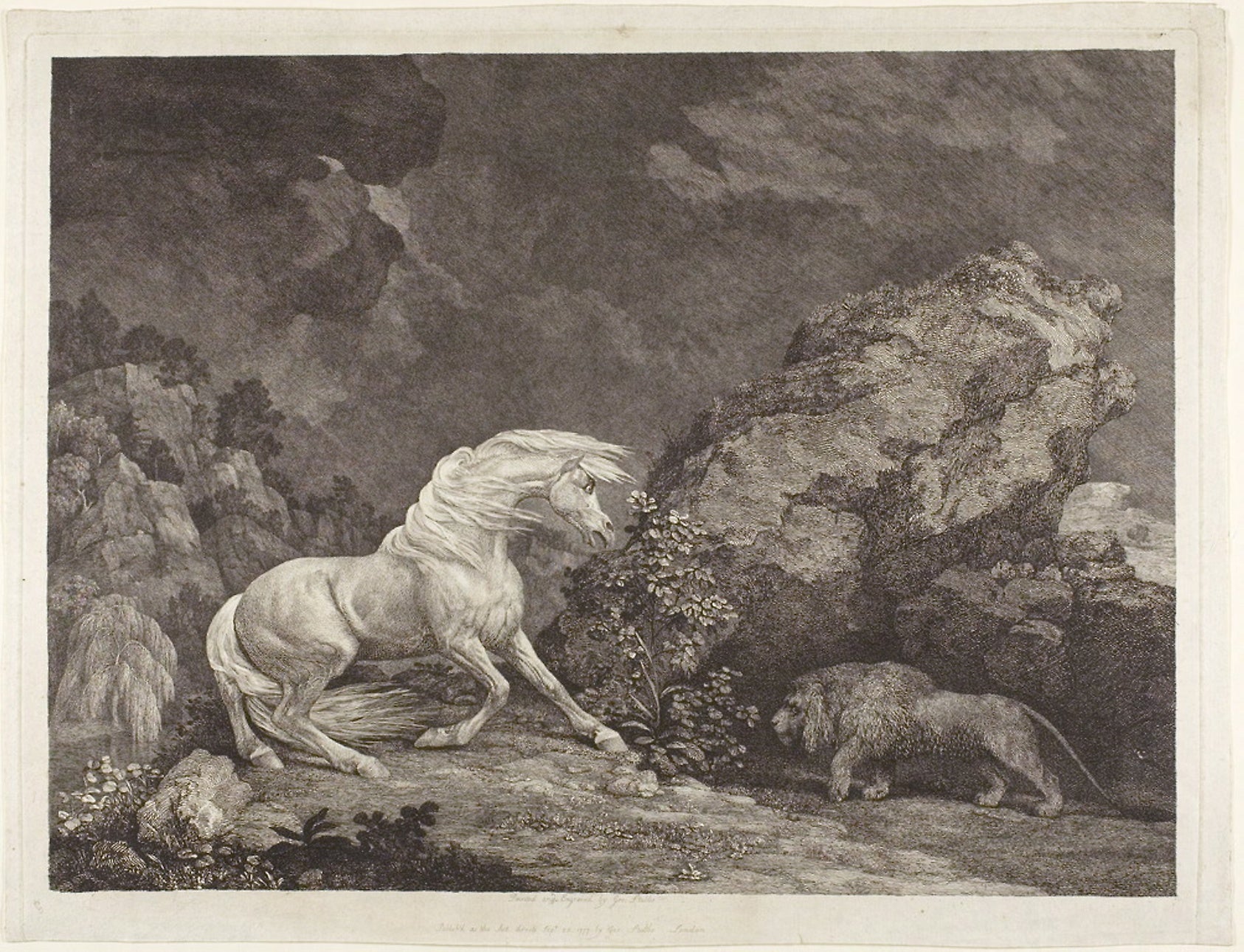 A Horse Frightened: a Lion: George Stubbs,16x12"(A3) Poster