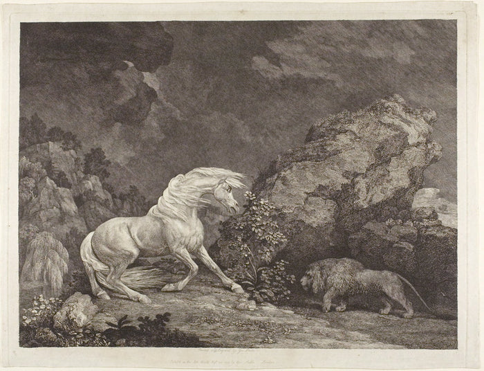 A Horse Frightened: a Lion: George Stubbs,16x12