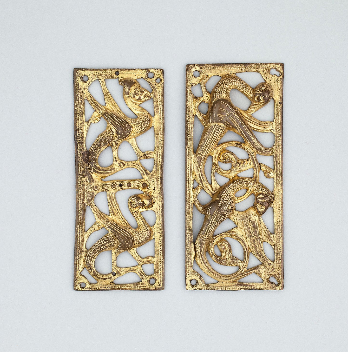 Two Plaques with Interlaced Chimeras: French; Limoges, Poster Print Wall Art