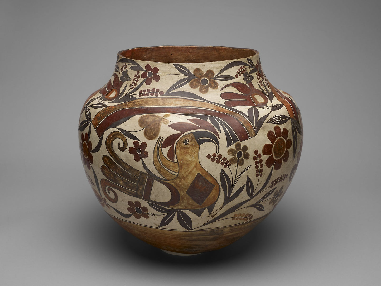 Polychrome Jar with Rainbow, Macaw, and Floral Motifs: Acoma, Poster Print Wall Art