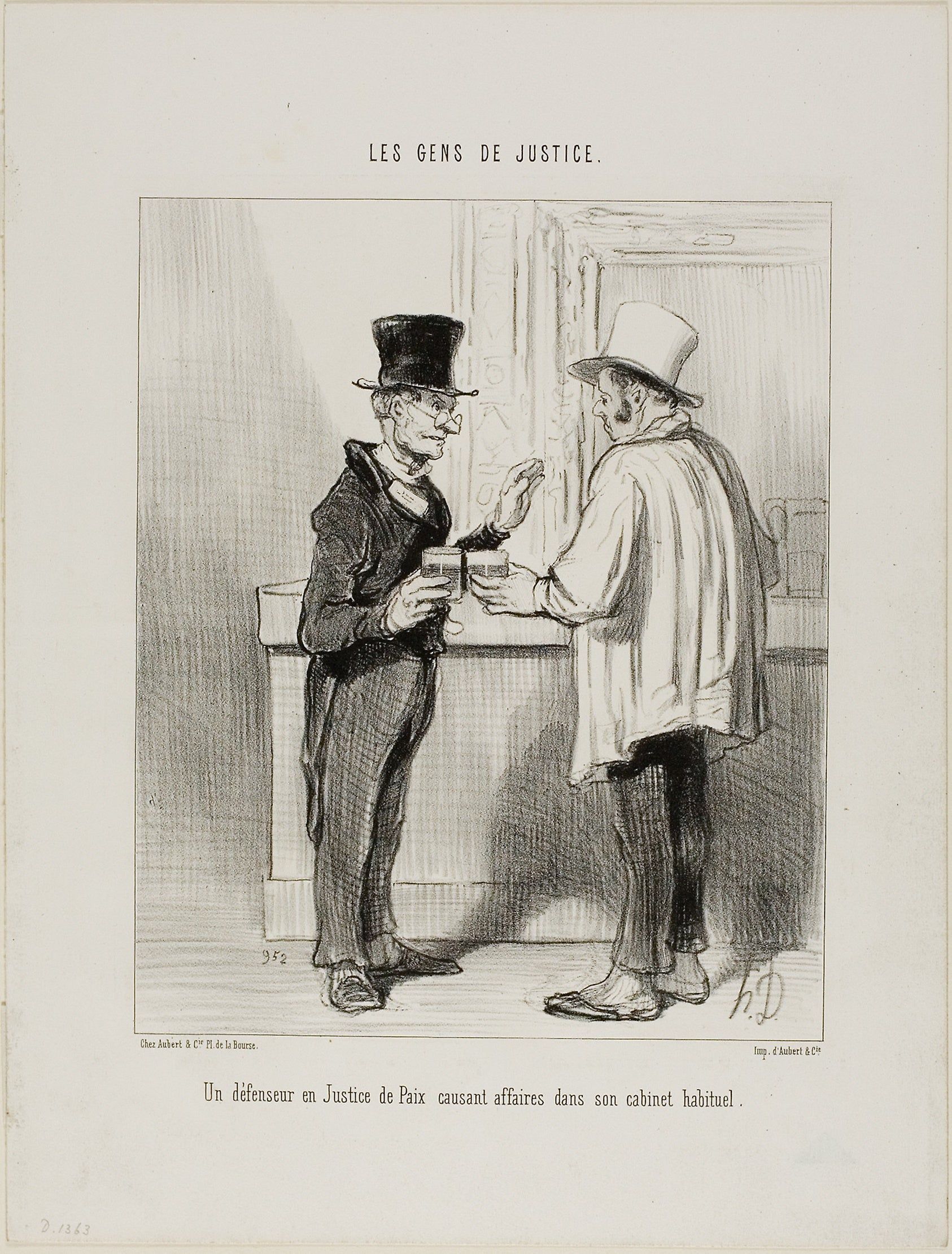 A defence lawyer at the Court of Arbitration discussing business at his usual office premises, plate 27 from Les Gens De Justice: Honoré Victorin Daumier,16x12"(A3) Poster