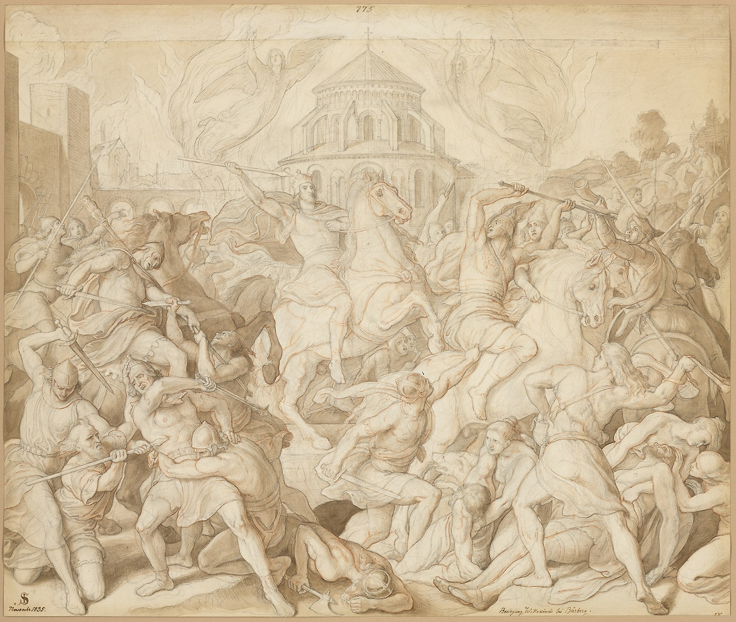 Defeat of Wittekind near Bürberg -  Julius Schnorr von Carolsfeld,  Poster Print Wall Art
