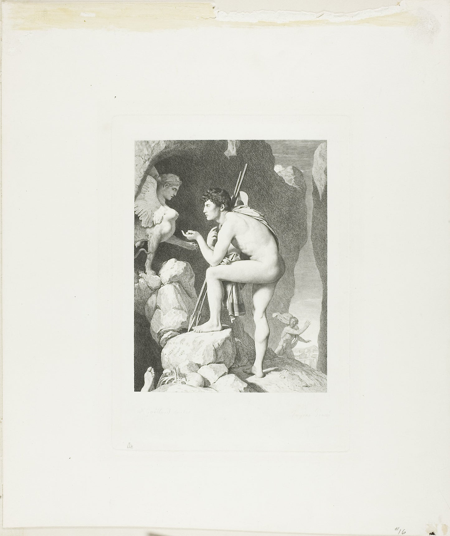 Oedipus and the Sphinx -  Claude Ferdinand Gaillard (French, 1834-1887),  Poster Print Wall Art