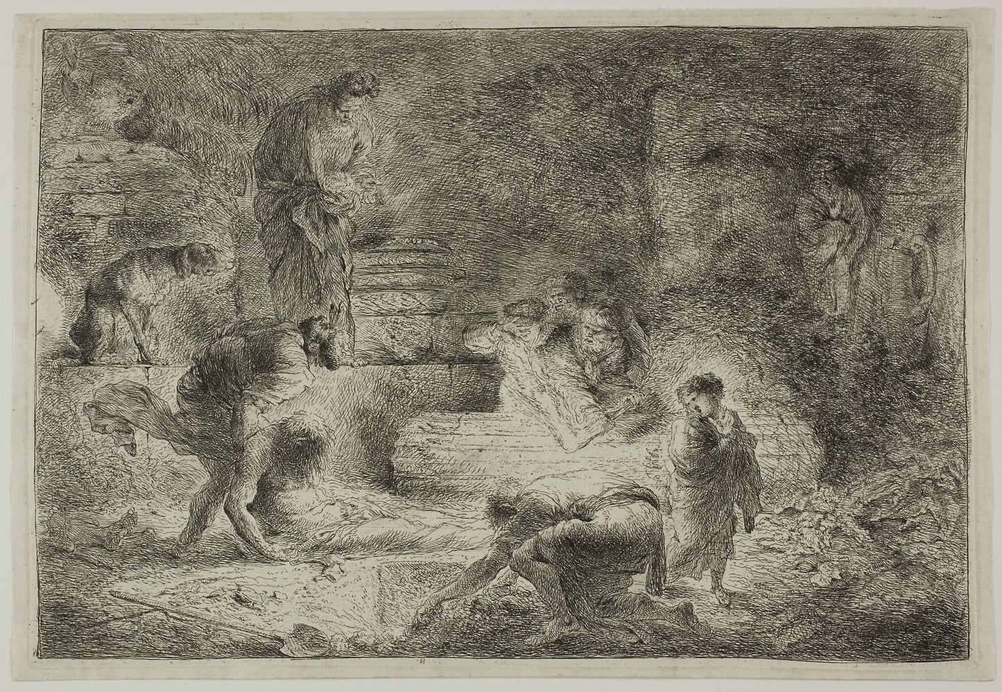 Tobit Burying the Dead -  Giovanni Benedetto Castiglione,  Poster Print Wall Art