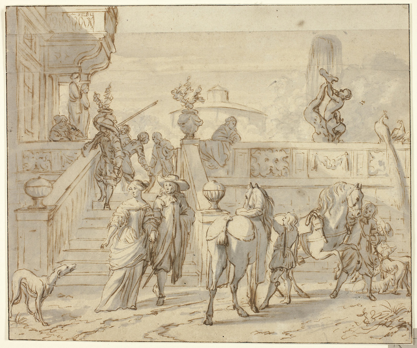Departing for the Hunt -  Attributed to Jan Verkolje, I,  Poster Print Wall Art