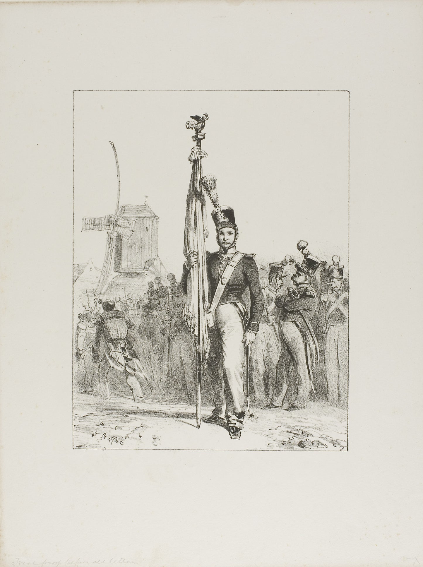 Light Infantry, Standard-Bearer -  Denis Auguste Marie Raffet,  Poster Print Wall Art