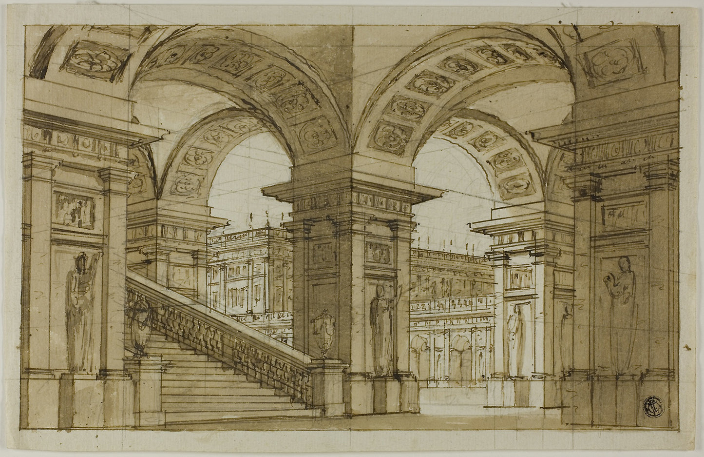 Stage Setting -  School of Ferdinando Galli Bibiena,  Poster Print Wall Art