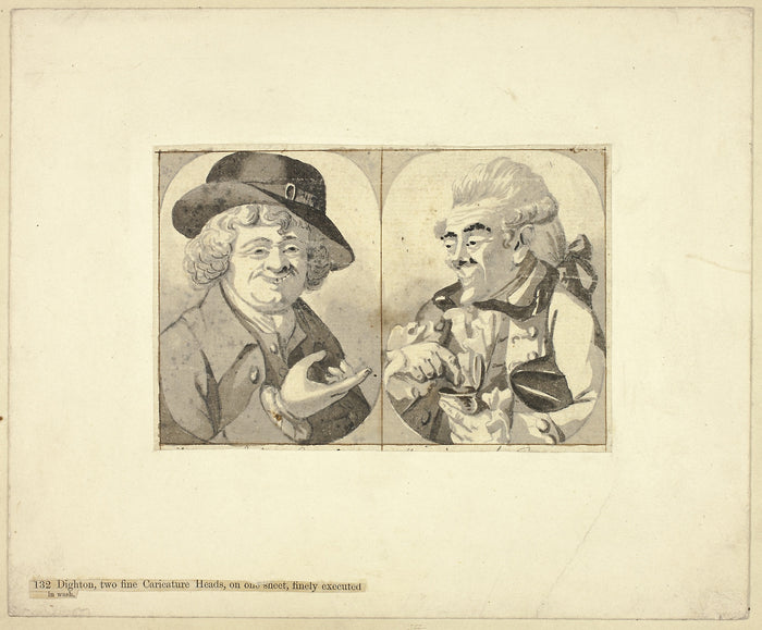 Two Bust-length Caricatures: Attributed to Robert Dighton,16x12