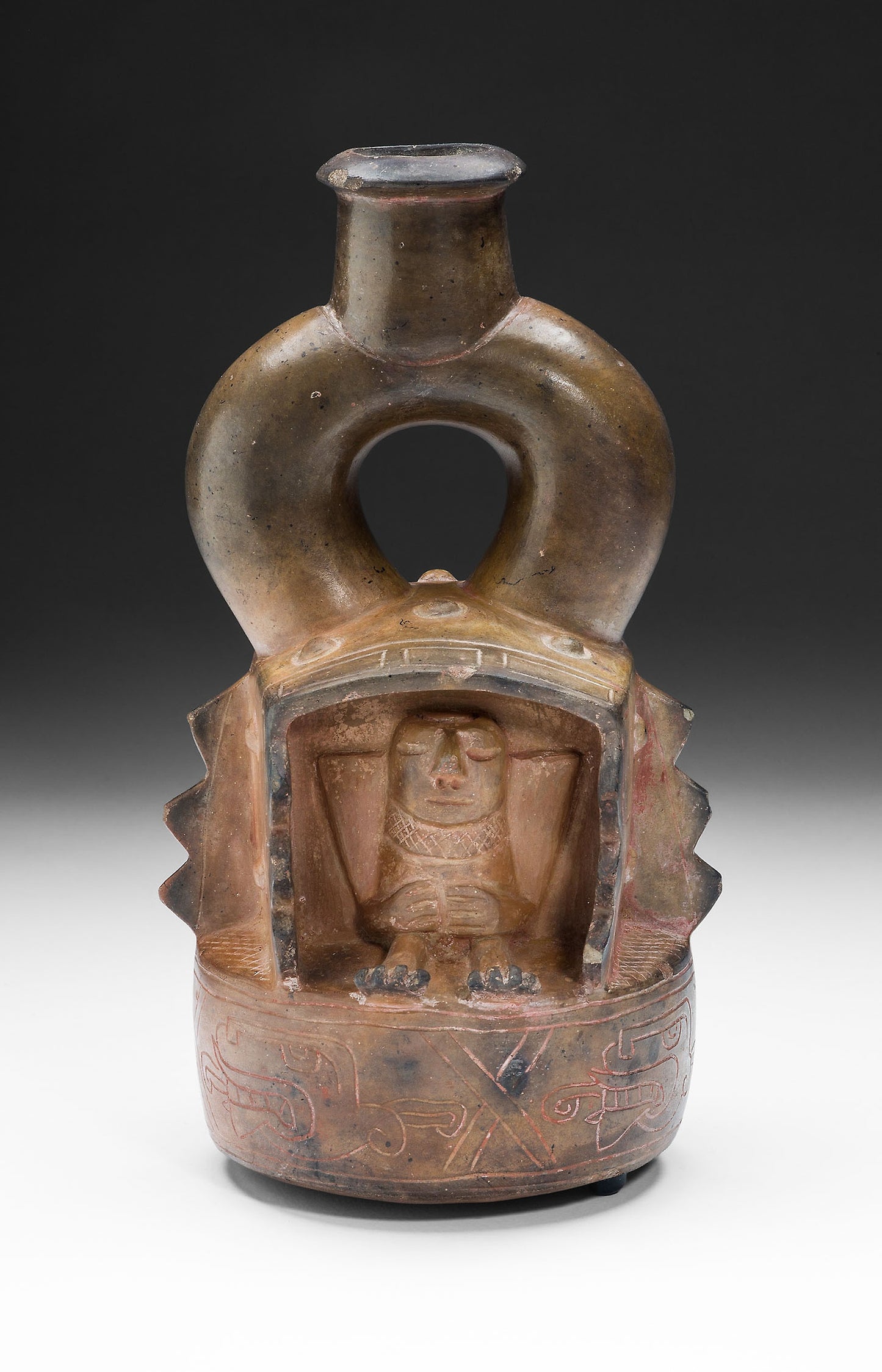 Vessel with Figure Seated Inside a Structure -  Chavín,  Poster Print Wall Art