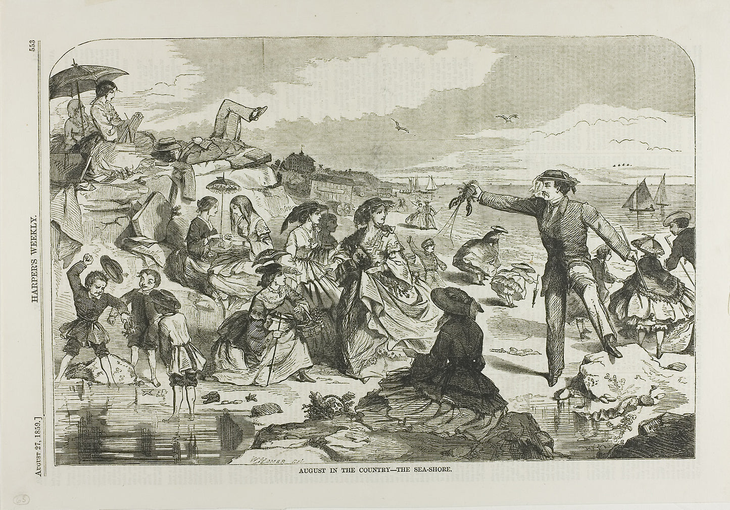 August in the Country—The Seashore -  Winslow Homer (American, 1836-1910),  Poster Print Wall Art