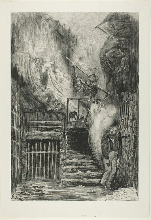La Rue de la Vieille Lanterne: The Suicide of Gérard de Nerval: Gustave Doré,16x12"(A3) Poster